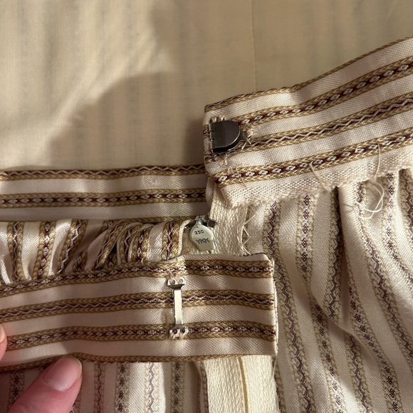 Authentic 1940s Handmade Satin Two Piece Dress Set Striped Vintage - Picture 7 of 16